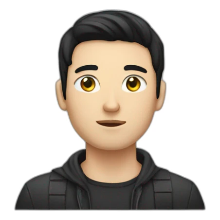 white male 25yo with black hair no face sticker