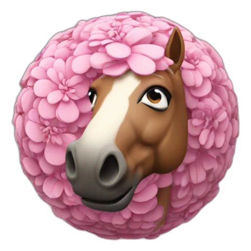 3d sphere with a cartoon filthy peony Horse skin texture with calm eyes sticker