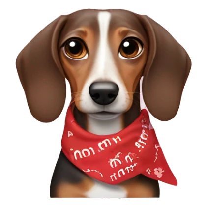 Weiner dog wearing a “I ❤️ mom” bandana sticker