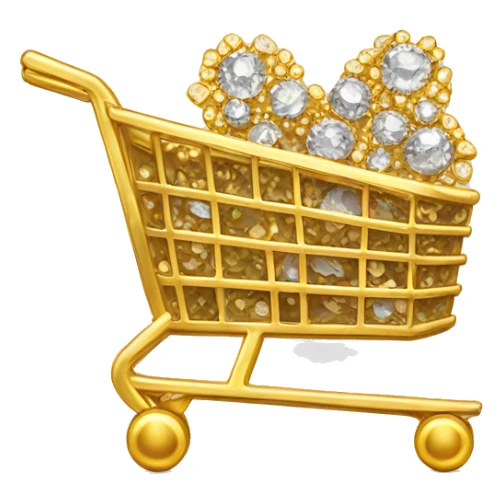 shopping cart made with gold. decorated with diamonds sticker