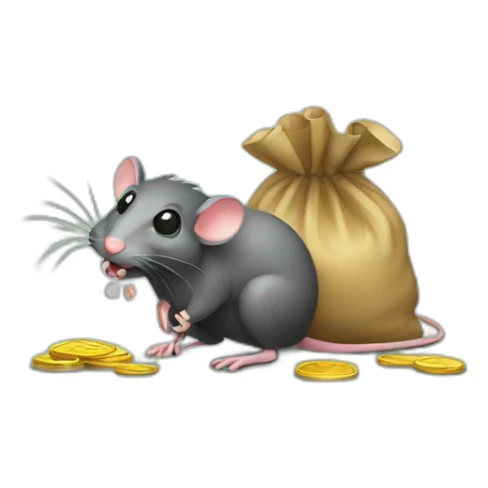 Rat malicious with money in bag sticker