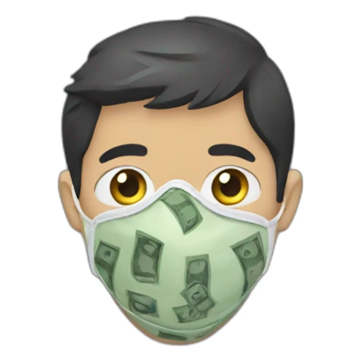 A boy wear a mask of money  sticker