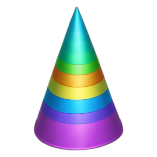 a stele with a cone-shaped gray high roof around which a huge rainbow ring turns, the ring itself inside the cone-shaped roof sticker