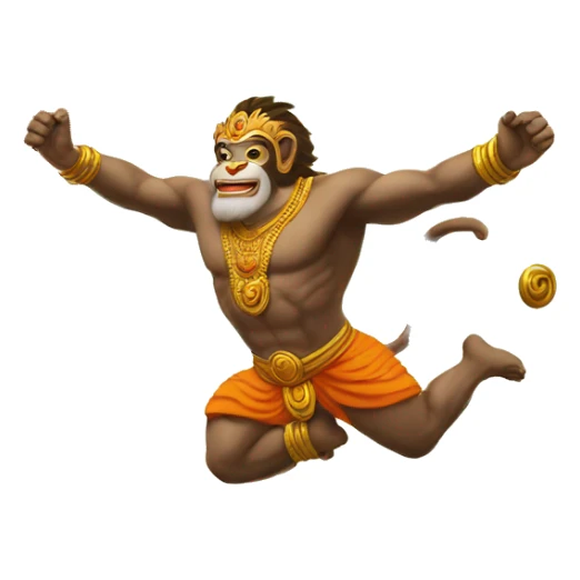 Generate an emoji of hanuman flying towards the sun  sticker
