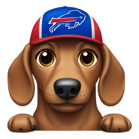 Wiener dog wearing a buffalo bills jersey  sticker