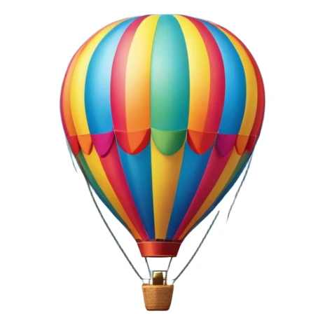 a clear sky and distant hills in the background with A colorful hot air balloon floating gracefully above the ground. The balloon's vibrant colors stand out against the soft clouds, capturing the peaceful yet adventurous spirit of hot air ballooning. sticker