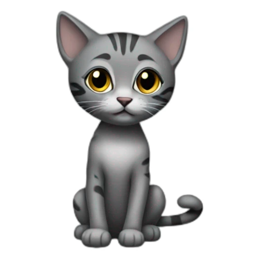 full body grey and black playing baby skinny cat sticker