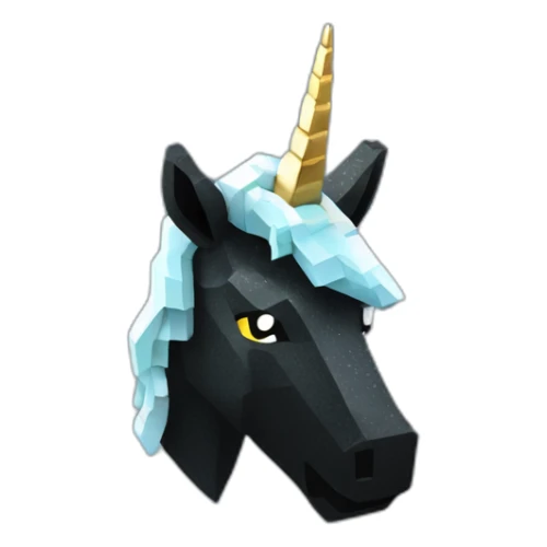 Minecraft Glitter Black Unicorn Head With Diamond Horn sticker