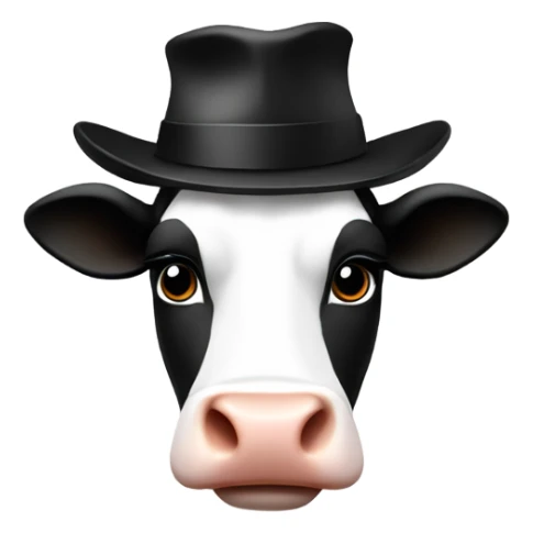 Cow white and black with a black university hat   sticker