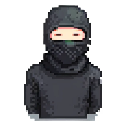 man in black balaclava with no eyes and mouth  sticker
