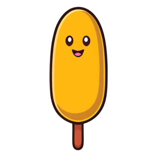Korean corn dog, cartoonish sticker style, fun sticker