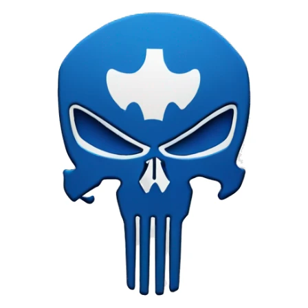 logo of the punisher colored in blue sticker