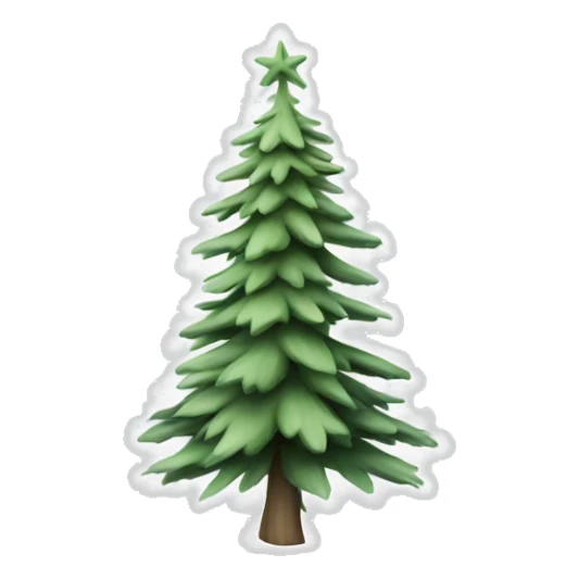  actual white fir christmas tree isolated.  sticker