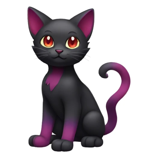 Cute cool dark black red purple cat Fakemon full body sticker
