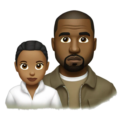 Kanye west and north west on a dinosaur  sticker