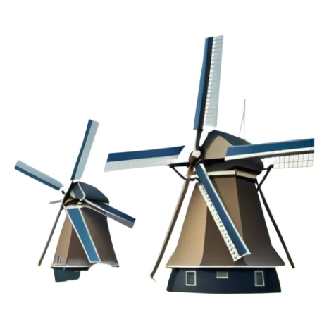 Cinematic Realistic Kinderdijk Windmills Landmark Emoji, showcasing traditional Dutch windmills aligned along a tranquil canal, with lush green fields, soft ripples in the water. sticker