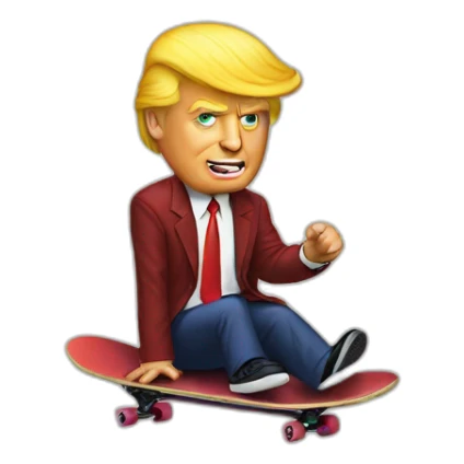 Trump on a skateboard sticker