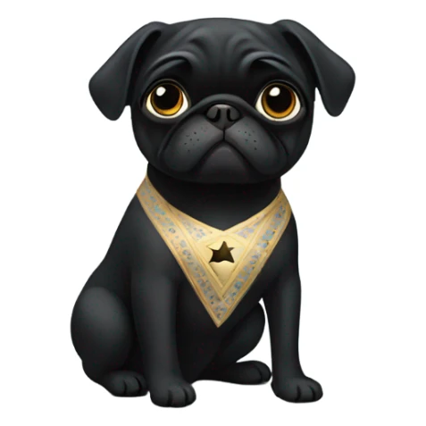 Black pug in a Jewish star dress sticker