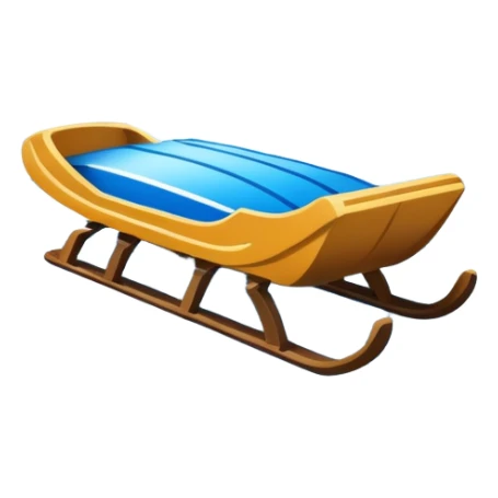 An icon showing a small sled down an icy track. The scene includes dynamic motion lines, icy curves, and a snowy mountain backdrop under a crisp blue sky. Transparent background emphasizes the speed and intensity of the sport. sticker