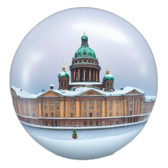 winter city Saint Petersburg in a souvenir ball with snow falling sticker