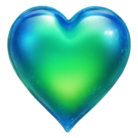 Blue and green shiny glass heart with more blue  sticker