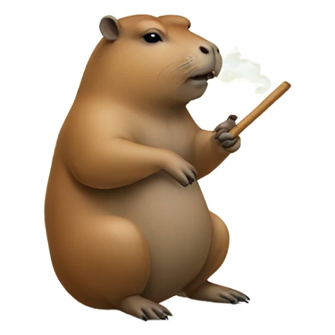 Capybara holding a smoking blunt between two fingers not NSFW sticker