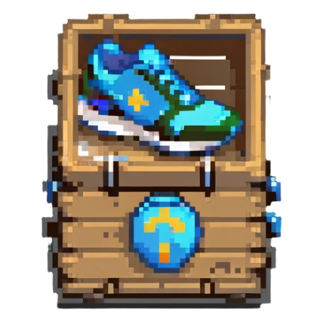 2d power up crate with a running shoe symbol for speed boost sticker