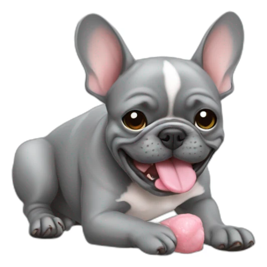 grey french bulldog licking his paw sticker