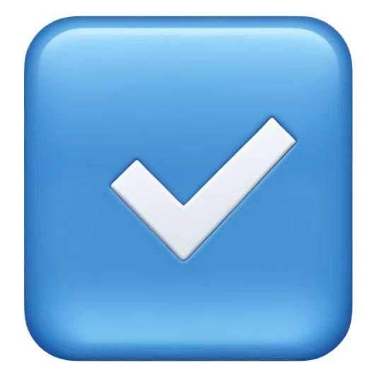 Un cuadrado azul con una palomita sticker