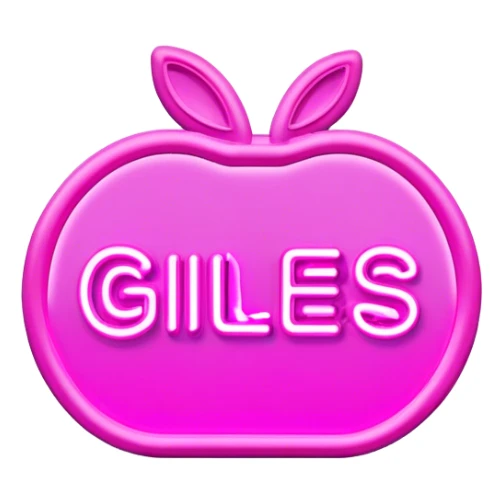 Pink neon sign with the word Giles sticker