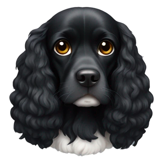 completely black small king spaniel with black fur on his whole face and white fur on chest sticker