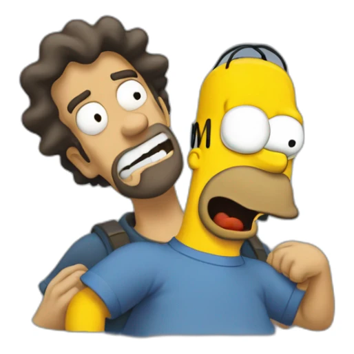 Homer  holding a motionless Bart in the air after he lost his temper sticker