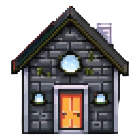 tiny simple modern house icon, contemporary color scheme, sleek design, minimal details, small size sticker