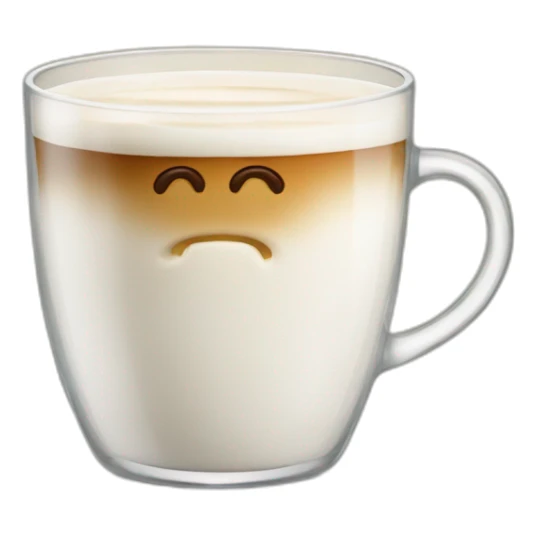 coffee with half steamed milk in glass mug sticker
