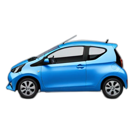 blue toyota aygo from 2016 with a black roof sticker