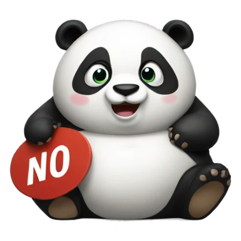 A fat panda holding a sign that says NO sticker
