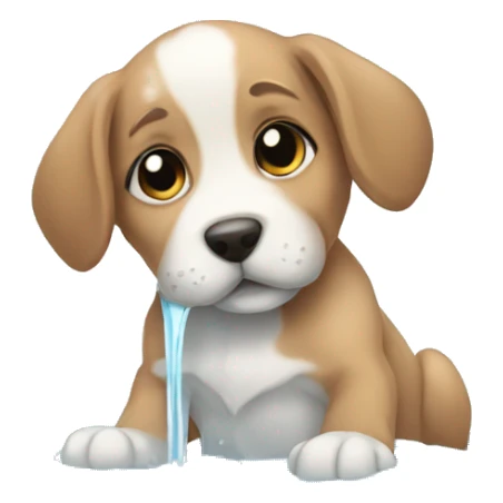puppy playing in water fountain sticker