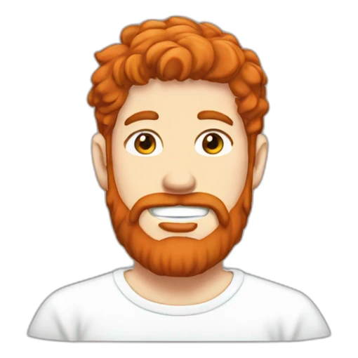 red-bearded-anime-adult-guy-white-teeth-white-tshirt sticker