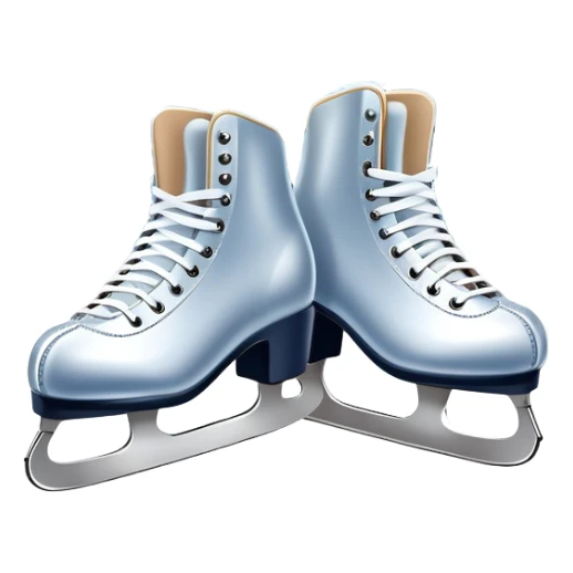 An icon showing In the background, twinkling lights, winter trees, and cheering spectators create a festive atmosphere. a pair of elegant ice skates gliding across a smooth, frozen rink with snowflakes in the air. Transparent background highlights the grace and charm of ice skating. sticker