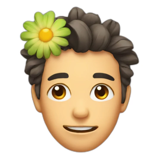 grimacing face with flower in hair sticker