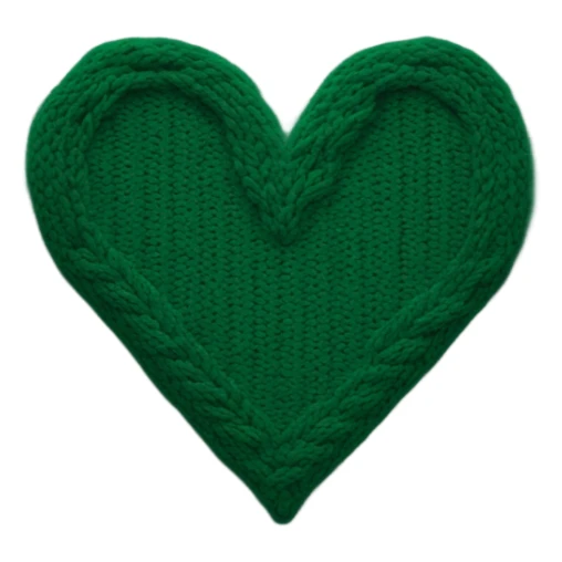 Knitted pattern in the shape of a heart and color is dark green sticker