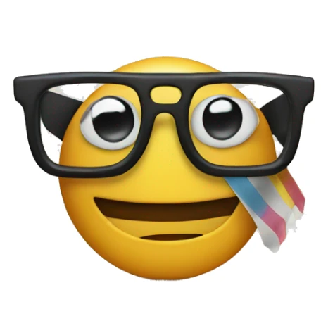 emoji with glasses and tape sticker