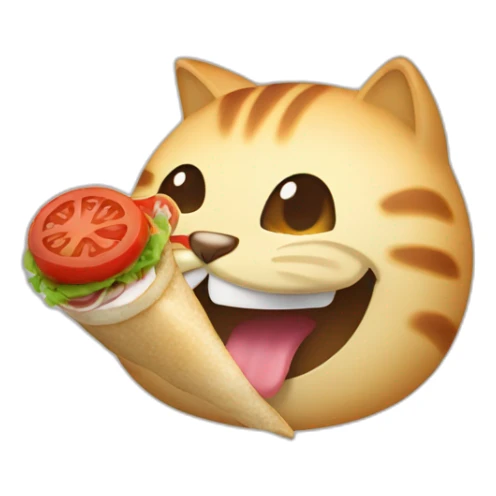 Un chat qui mange un kebab sticker