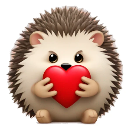 hedgehog holding a red heart sticker