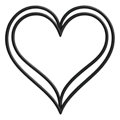 Minimalist illustration of a heart drawn with a single continuous line Integrated into the heart’s line, the letters ‘N’ and ‘K’ appear subtly, as part of the drawing itself, collor black sticker