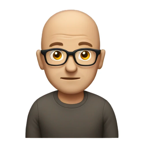 Middle aged bald guy with glasses shrugging shoulders  sticker