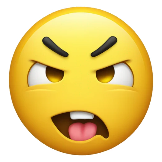 yellow emoji face with an angry expression sticking their tongue out sticker