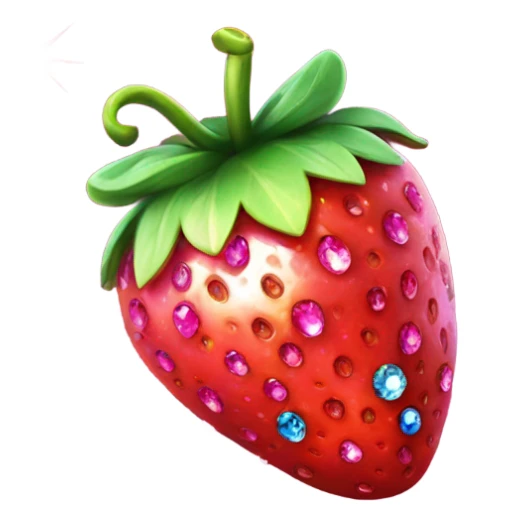 Realistic hot pink strawberries with gems as the seeds and glitter  sticker