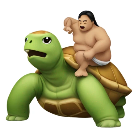 Sumo wrestler wrestling a turtle and losing sticker