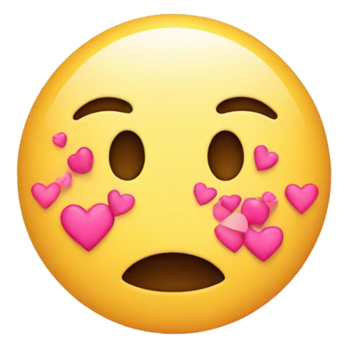 exhausted emoji with pink hearts circling around it sticker